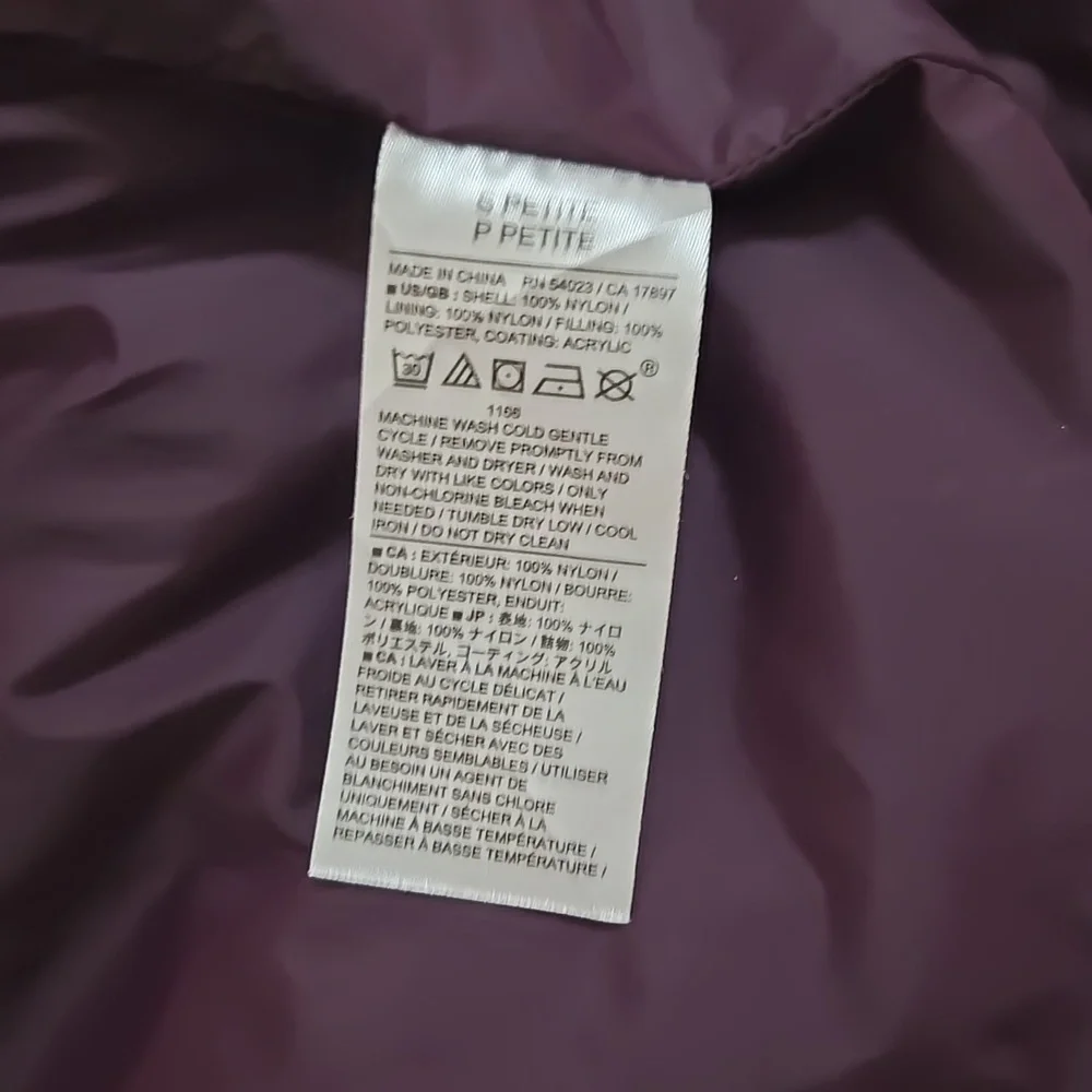 Banana Republic Deep Purple Puffer Down Jacket Sz Petite Small